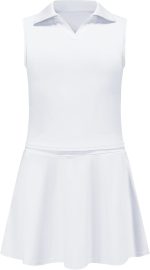 Girls Tennis Golf Dress Outfit Sleeveless Polo V Neck Tank Top and Skorts Sets Sport Skirt with Pockets