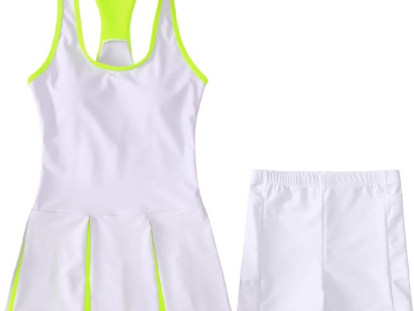 Kids Girls Tennis Golf Dress Outfit Sleeveless Racerback Dresses with Shorts Pockets Sport Athletic 2 Piece Sets