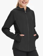 Girls Light Rain Jacket with Hood, Lightweight Athletic Jackets for Outdoor Sports Running Golf Hiking - Image 2