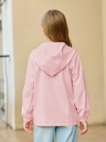 Girls Hooded Jackets Kids Waterproof Windbreaker Lightweight Rain Coats with Pockets 5-14 Years - Image 2