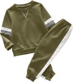 Boy's Color Block Tracksuits Casual Sweatshirt Sports Pants Outfit Sets