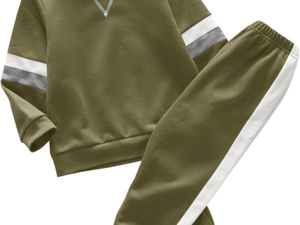 Boy's Color Block Tracksuits Casual Sweatshirt Sports Pants Outfit Sets