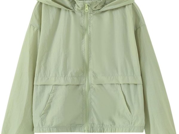 Girls Lightweight Windbreaker Hoodies Jacket Kids Boys Waterproof Packable Raincoats for Outdoor Casual Full-Zip