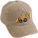 Cute Embroidery Excavator Kids Baseball Cap Adjustable Cotton Washed Vintage Cowboy Hat for Boys Girls Age 2-8