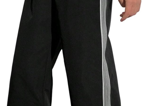 Boy's Baggy Track Pants Stripe Side Elastic Waist Wide Leg Pants Casual Joggers Spring Summer Trousers
