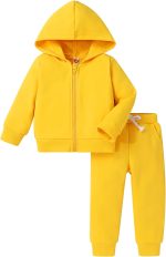 Baby Clothes for Girls Boy Solid Color Zipper Hoodie and Sweatpants Outfits Fall Winter Toddler Sweatsuit