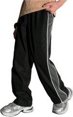 Boy's Side Striped Track Pants Elastic Waist Straight Leg Workout Running Trousers