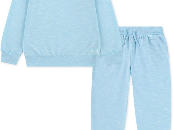 Soft Basic Cloud Slub Crewneck Sweatshirt and Joggers 2-piece Outfit Set