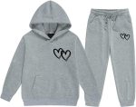 Girls Boys 2 Piece Tracksuit Athletic Sweatsuits Sets Hooded Sweatshirt and Jogger Sweatpants Clothing Sets Kids Activewear