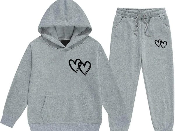 Girls Boys 2 Piece Tracksuit Athletic Sweatsuits Sets Hooded Sweatshirt and Jogger Sweatpants Clothing Sets Kids Activewear