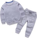 Sweatsuit Set for Boys Girls 2 Piece Crewneck Cotton Sweatshirt Jogger Sweatpants Tracksuit Kids Athletic Solid Outfits