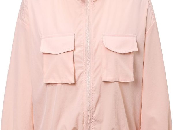 Girls' Lightweight Zip Up Athletic Jacket Stand Collar Sun Protection Utility Windbreaker Jacket