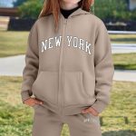 Kids 2 Piece Outfits Boys Girls New York Full Zip Hoodie Sweatshirt Jogger Sweatpants Tracksuit Sweatsuit Set - Image 2