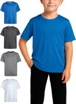 Boys Athletic Shirts - 4 Pack Lightweight Short Sleeve Performance Shirts for Boys, Plain Activewear T Shirts - Image 2