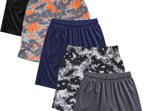 Boys Active Performance & Mesh Style Basketball Sport Shorts - Multi Packs