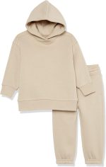 Unisex Kids' and Toddlers' Modern Sweatsuit Set, 2 Piece Hooded Outfit, Pack of 2